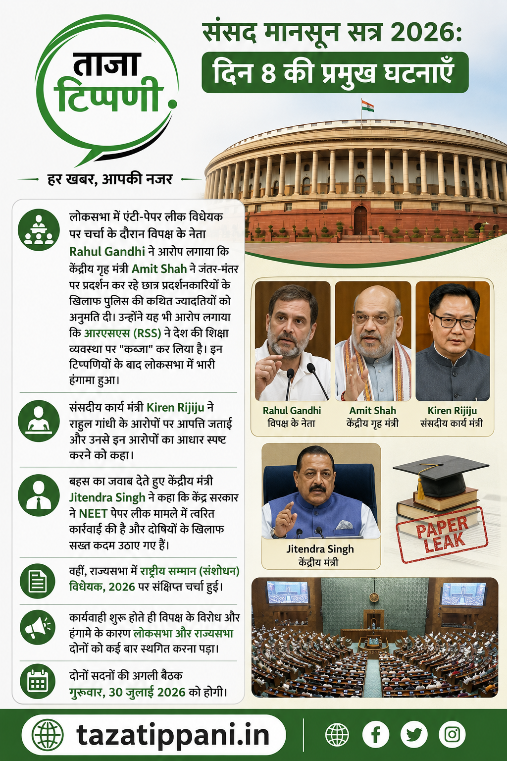 sansad-monsoon-satra-2026-din-8-anti-paper-leak-bill-loksabha-rahul-gandhi-amit-shah